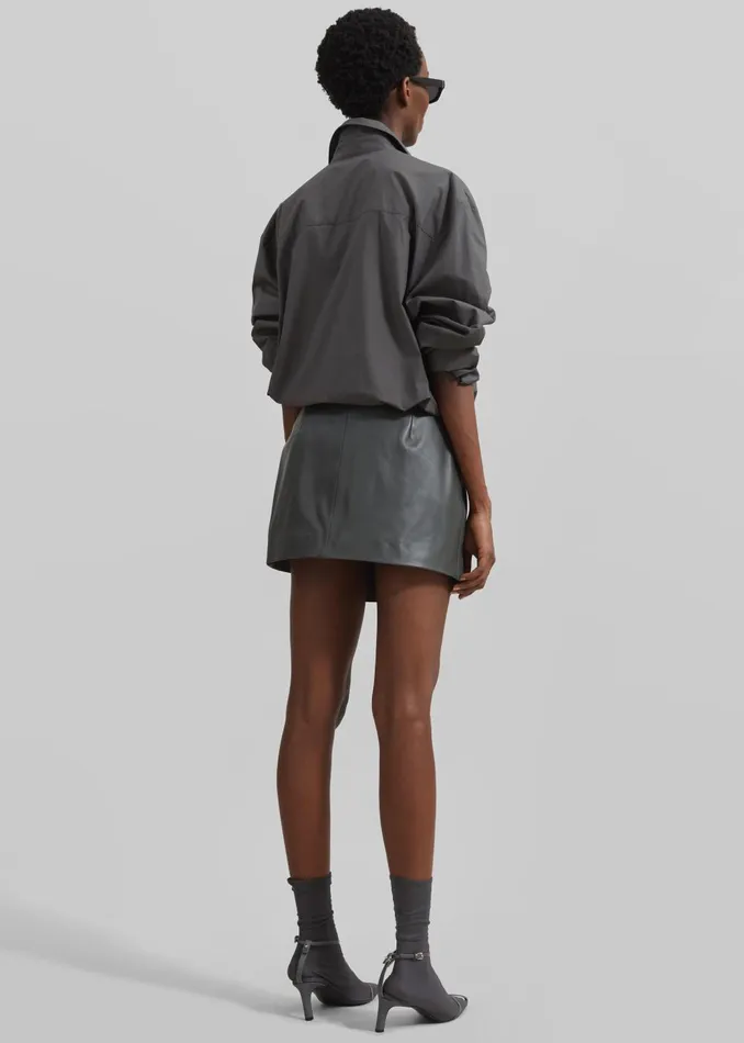 Women Cleo Leather Mini Wrap Skirt 8211 Light Khaki The Frankie Shop Bottoms