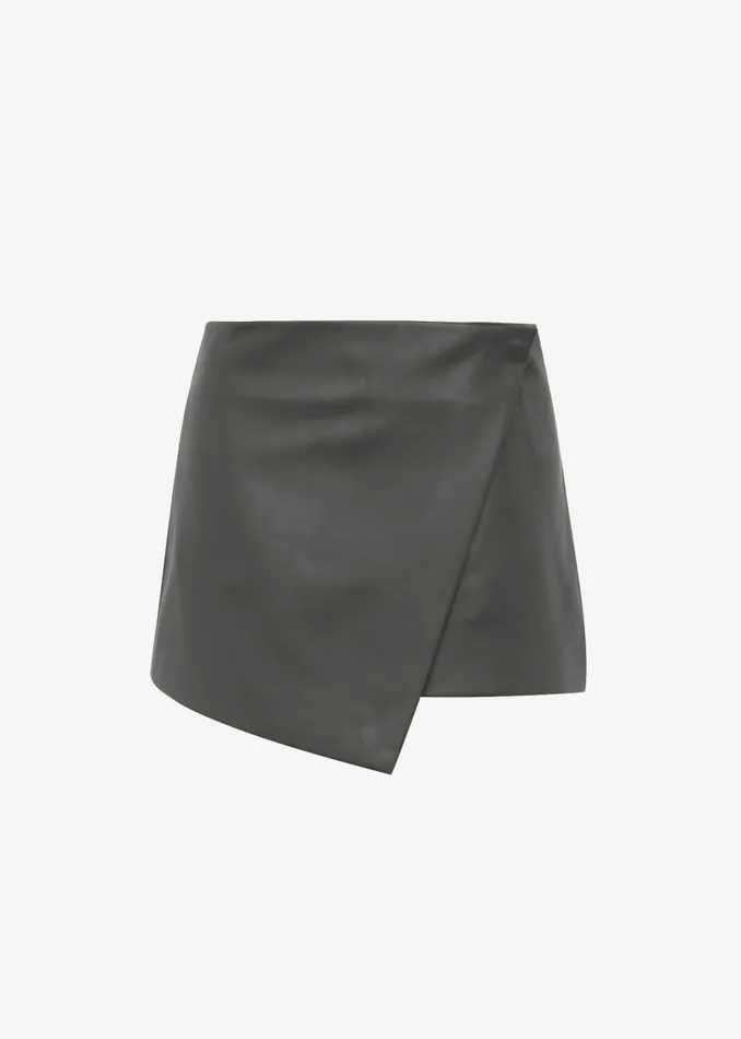 Women Cleo Leather Mini Wrap Skirt 8211 Light Khaki The Frankie Shop Bottoms