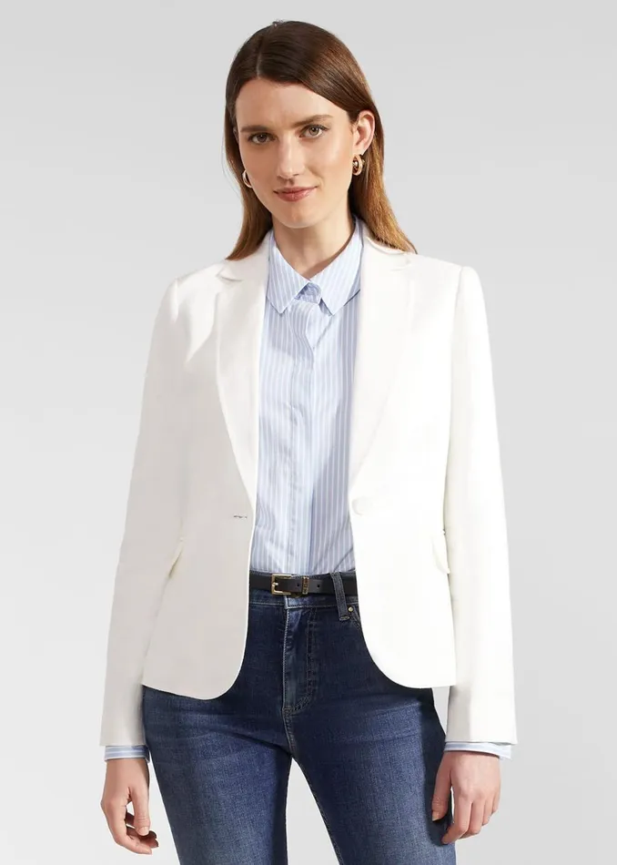 Women Coats and Jackets Hobbs Blake Linen Jacket Ivory