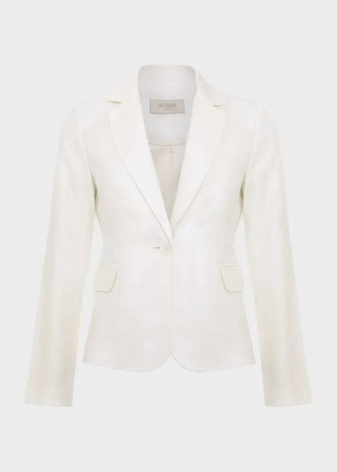 Women Coats and Jackets Hobbs Blake Linen Jacket Ivory