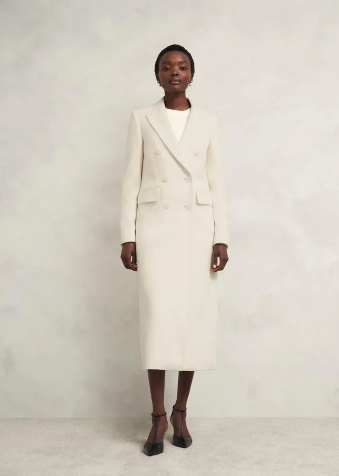 Women Coats and Jackets Hobbs Juniper Wool Coat Ivory