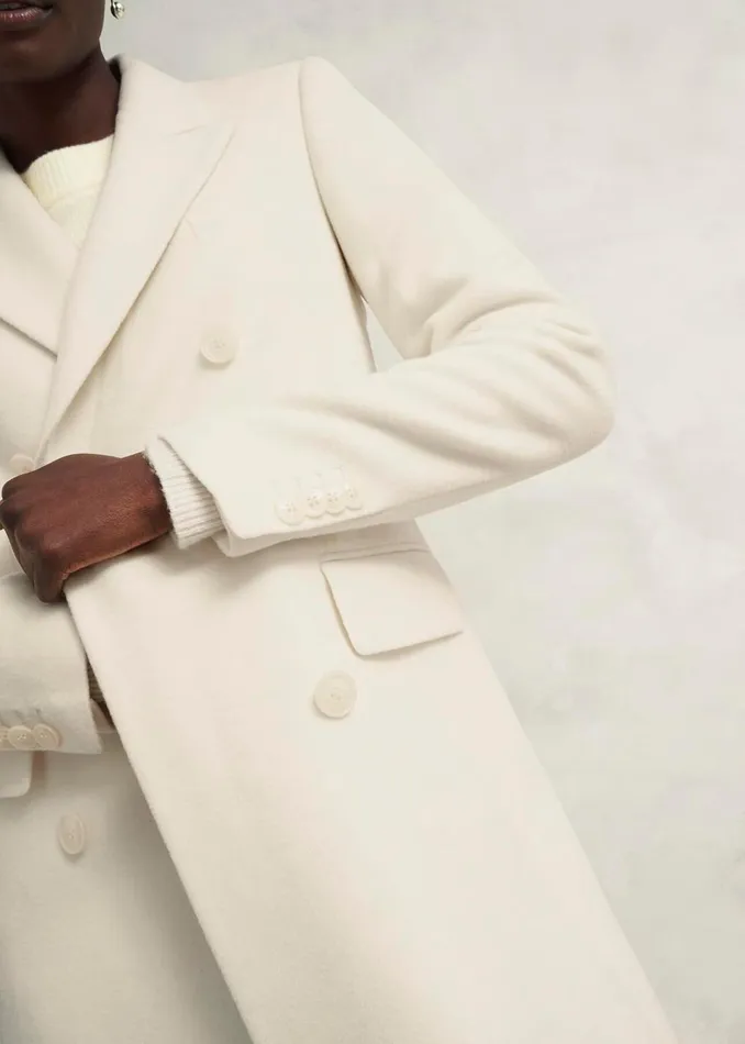 Women Coats and Jackets Hobbs Juniper Wool Coat Ivory