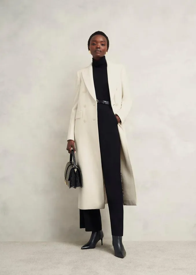 Women Coats and Jackets Hobbs Juniper Wool Coat Ivory