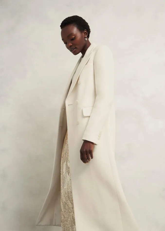 Women Coats and Jackets Hobbs Juniper Wool Coat Ivory
