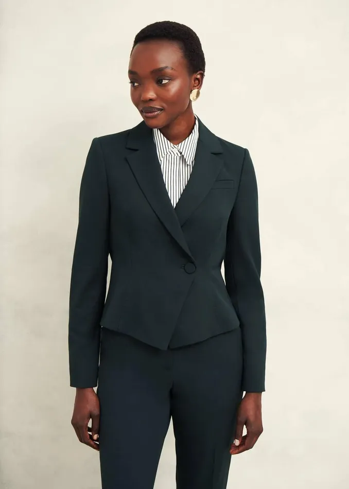 Women Coats and Jackets Hobbs Linda Fitted Jacket Deep Pine Green