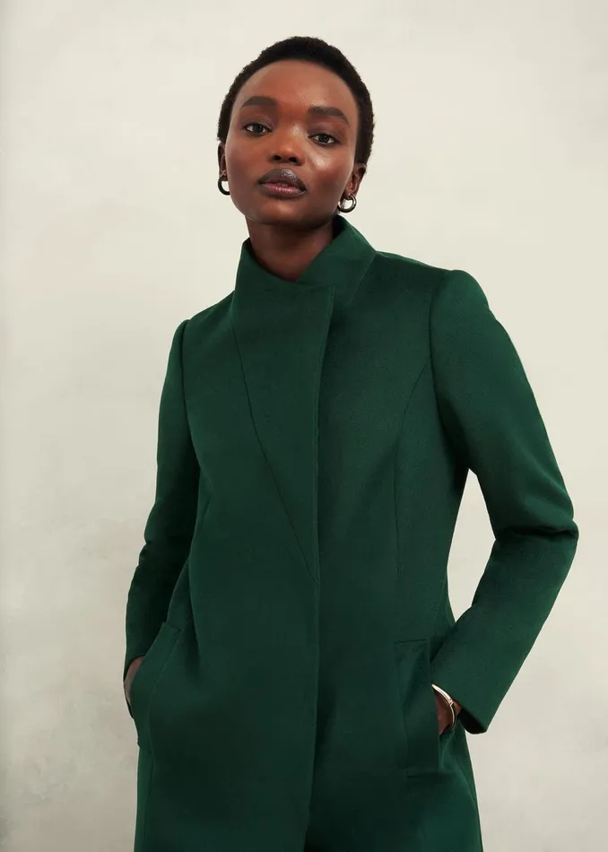 Women Coats and Jackets Hobbs Marissa Wool Coat Bay Green