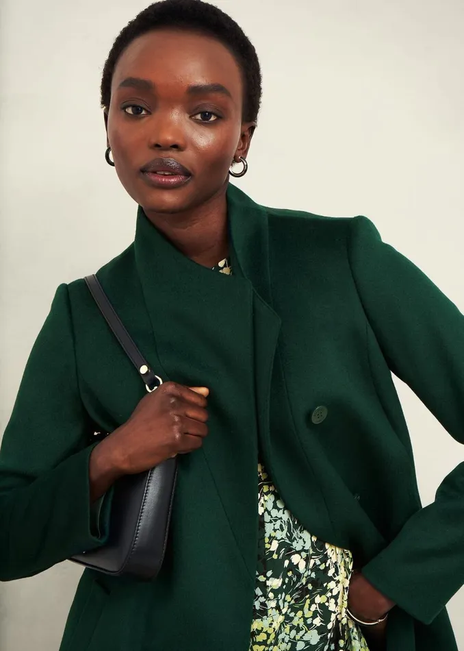 Women Coats and Jackets Hobbs Marissa Wool Coat Bay Green