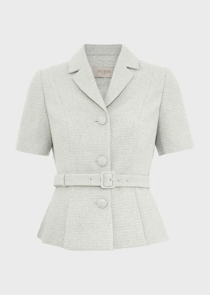 Women Coats and Jackets Hobbs Marta Tweed Jacket Sage Green