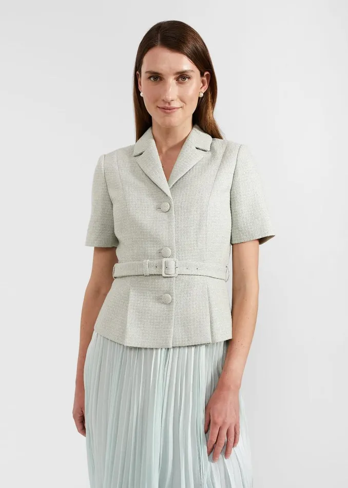 Women Coats and Jackets Hobbs Marta Tweed Jacket Sage Green