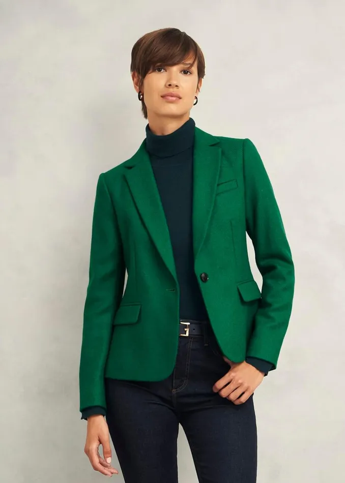 Women Coats and Jackets Hobbs Petite Blake Wool Jacket Agate Green