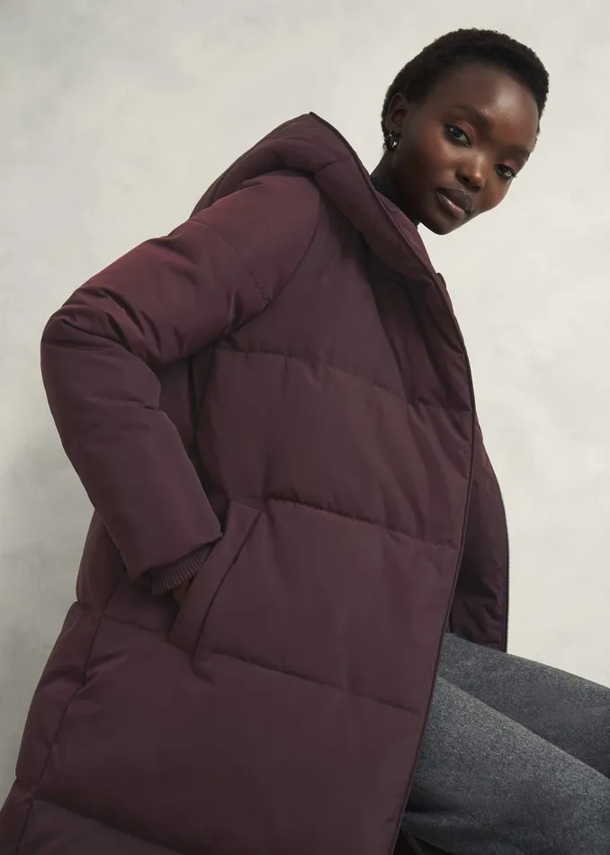 Women Coats and Jackets Hobbs Petite Darla Puffer Wine