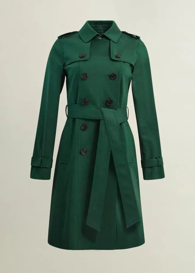 Women Coats and Jackets Hobbs Saskia Shower Resistant Trench Coat Bay Green