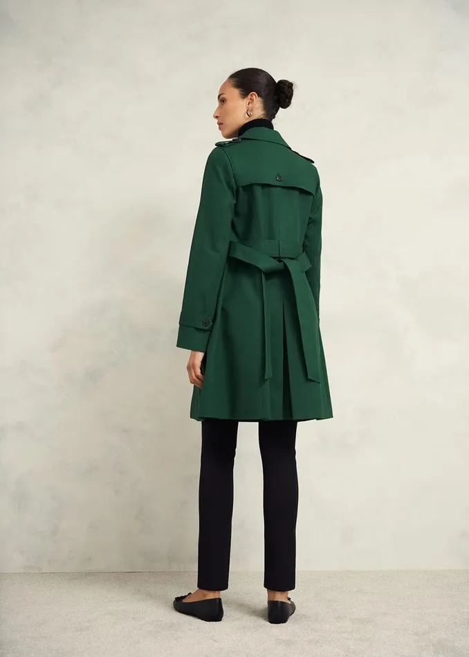 Women Coats and Jackets Hobbs Saskia Shower Resistant Trench Coat Bay Green