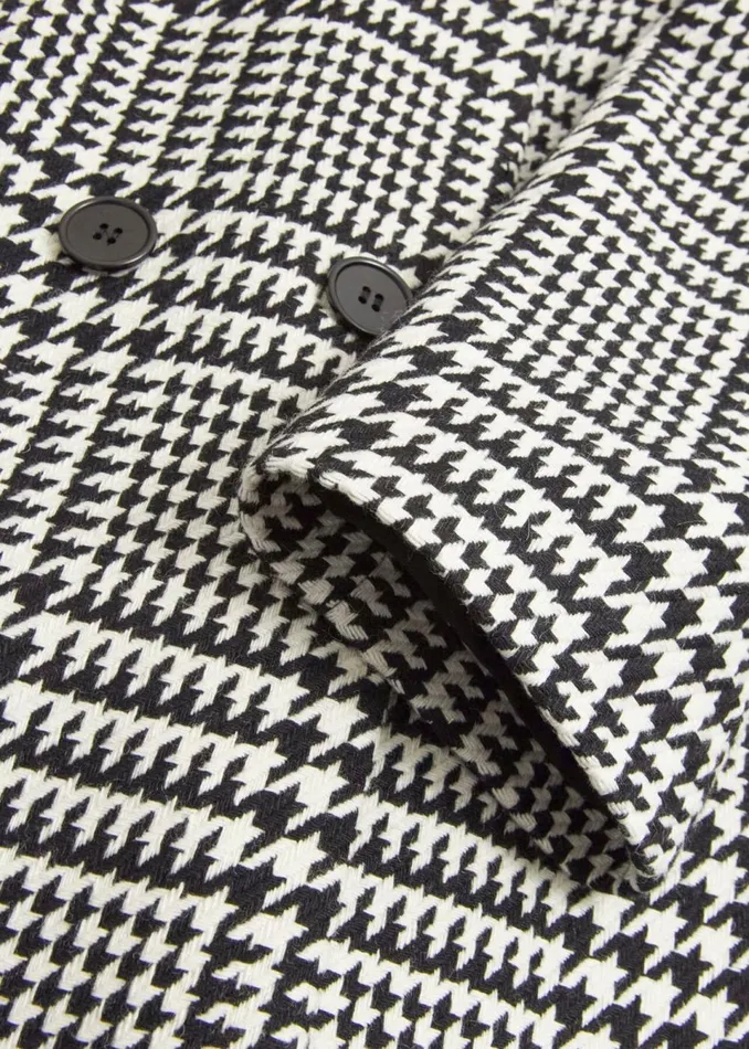 Women Coats and Jackets Hobbs Yvette Wool Blend Check Coat Black Ivory