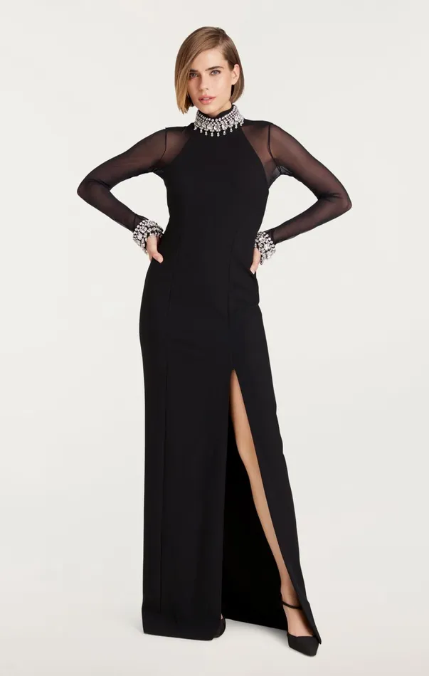 Women Cocktail and Evening Cinq Sept Loretta Gown Blacksilver