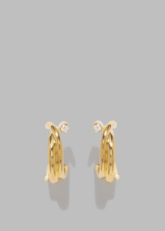 Women Completedworks Zirconia Hoop Earrings 8211 Gold The Frankie Shop