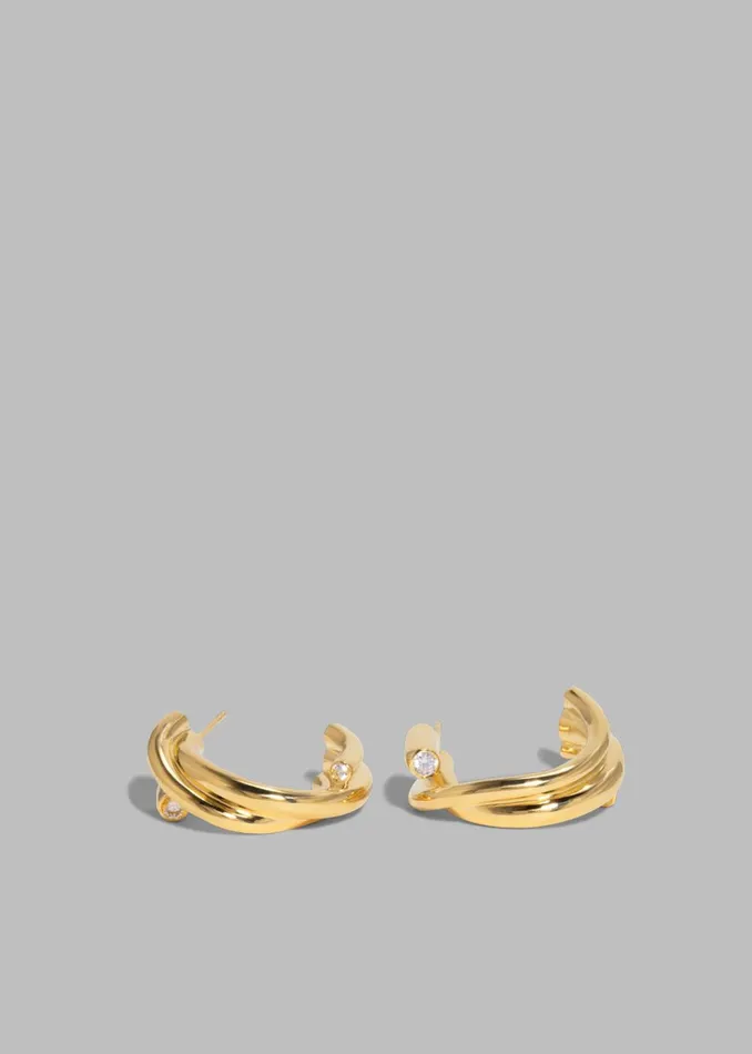 Women Completedworks Zirconia Hoop Earrings 8211 Gold The Frankie Shop