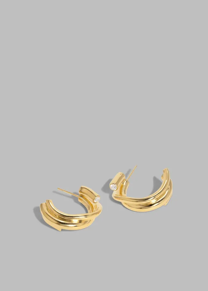 Women Completedworks Zirconia Hoop Earrings 8211 Gold The Frankie Shop