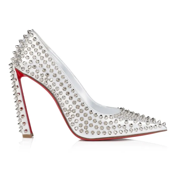 Women Condora Spikes 100 Mm Pumps 8211 Iridescent Nappa Leather And Specchio 8211 Silver Christian Louboutin Pumps