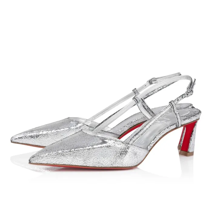 Women Condoroline 55 Mm Sling Back Pumps 8211 Manoir Specchio Leather 8211 Silver Christian Louboutin Pumps