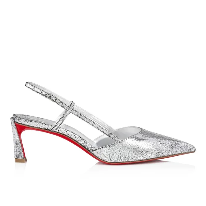 Women Condoroline 55 Mm Sling Back Pumps 8211 Manoir Specchio Leather 8211 Silver Christian Louboutin Pumps