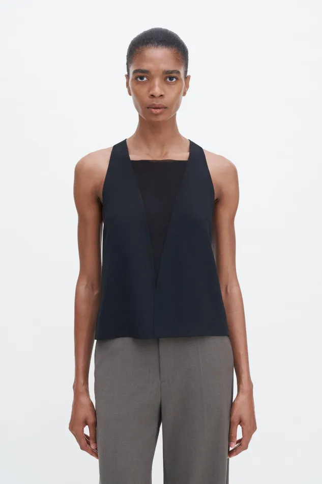 Women Contrast VNeck Tank Black Filippa K Shirts and Blouses