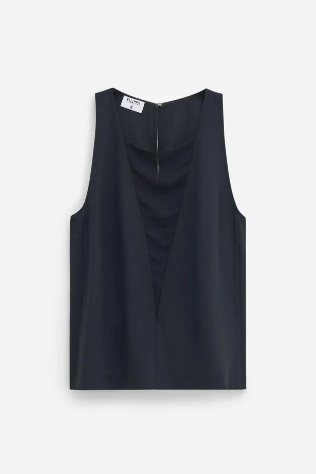 Women Contrast VNeck Tank Black Filippa K Shirts and Blouses