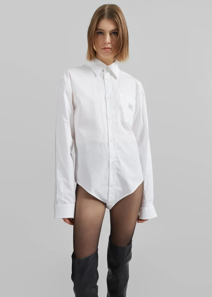 Women Coperni Body Poplin Shirt 8211 White The Frankie Shop Tops