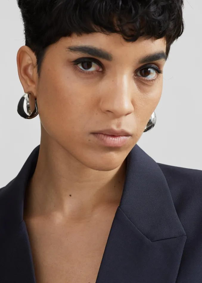 Women Coperni Creole Logo Earrings 8211 Silver The Frankie Shop