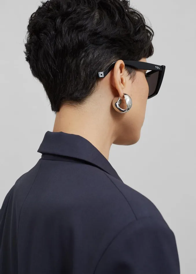 Women Coperni Creole Logo Earrings 8211 Silver The Frankie Shop