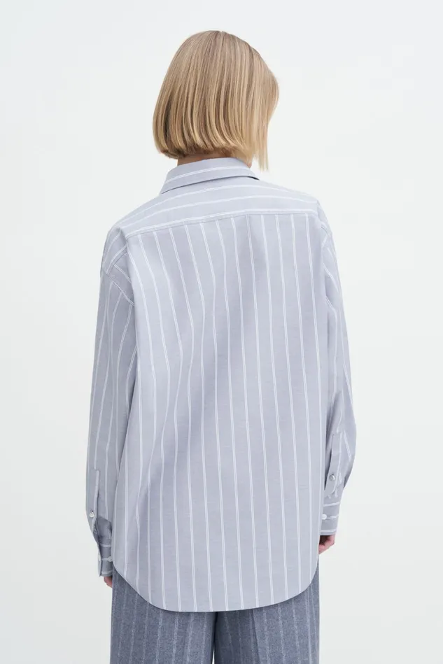 Women Cotton Chambray Shirt Chambray Stripe Filippa K Shirts and Blouses
