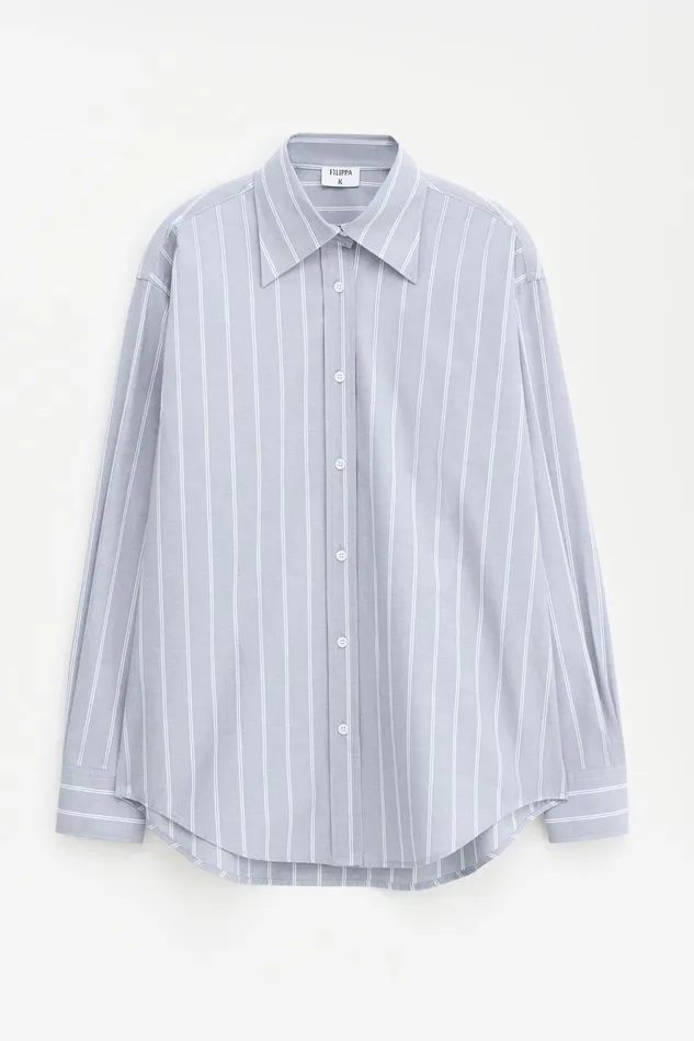 Women Cotton Chambray Shirt Chambray Stripe Filippa K Shirts and Blouses
