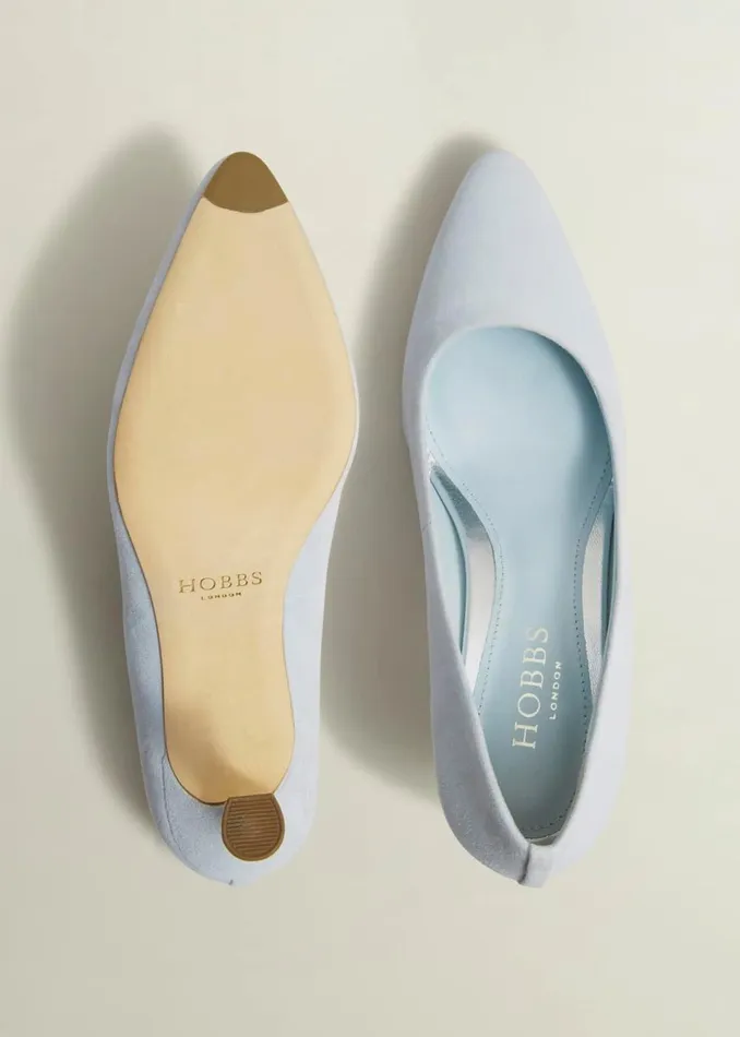 Women Court Shoes Hobbs Esther Suede Court Shoes Pale Blue