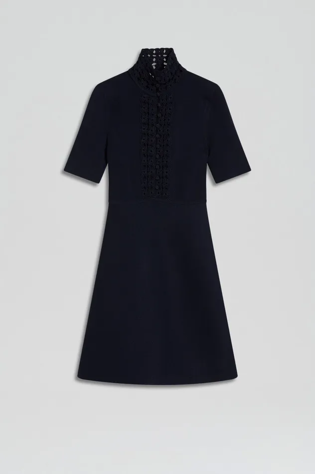 Women CREPE KNIT DAISY MINI DRESS NAVY Knitwear Scanlan Theodore