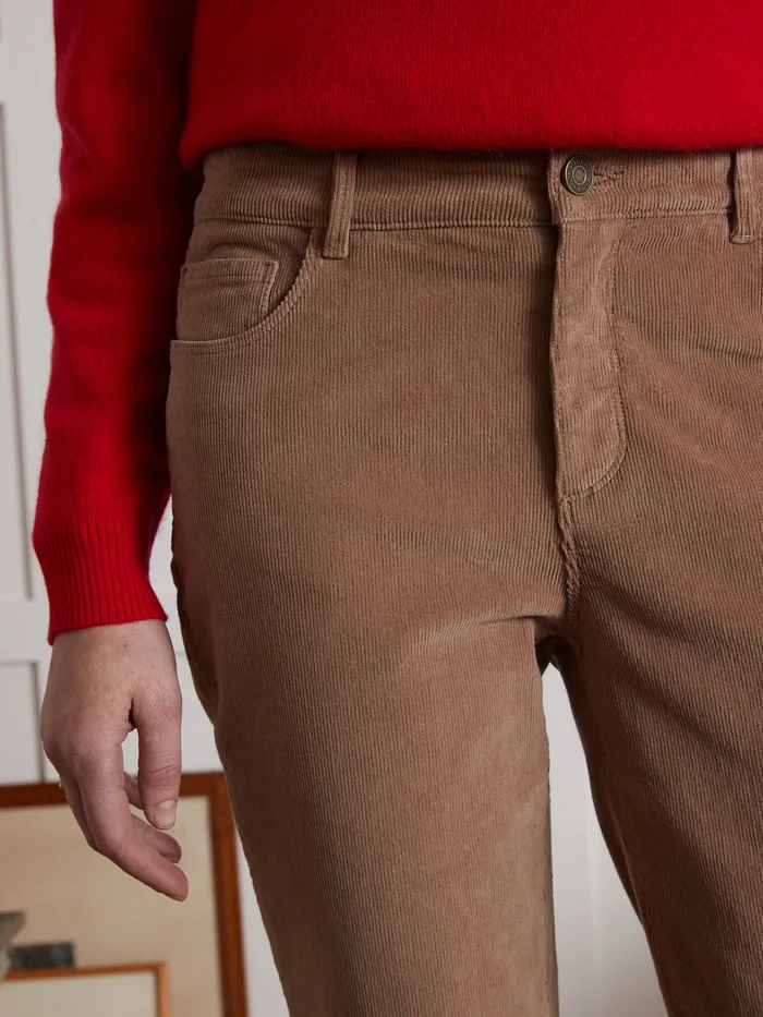 Women Cyrillus Clothing Chloe Corduroy SlimFit Trousers Beige Taupe