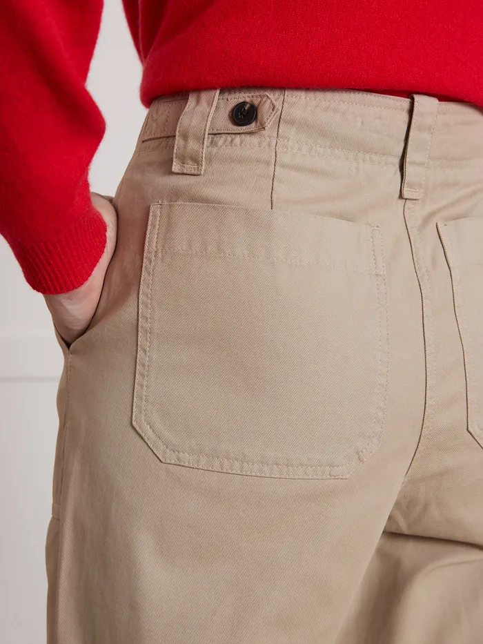 Women Cyrillus Clothing Leonie Gabardine Cargo Trousers Beige Taupe