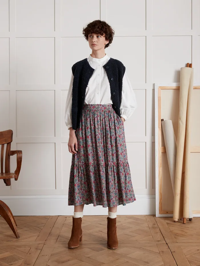 Women Cyrillus Clothing MidLength Tapestry Motif Skirt Made With Liberty Fabric 8211 The Limited Collection Lib Tapestry