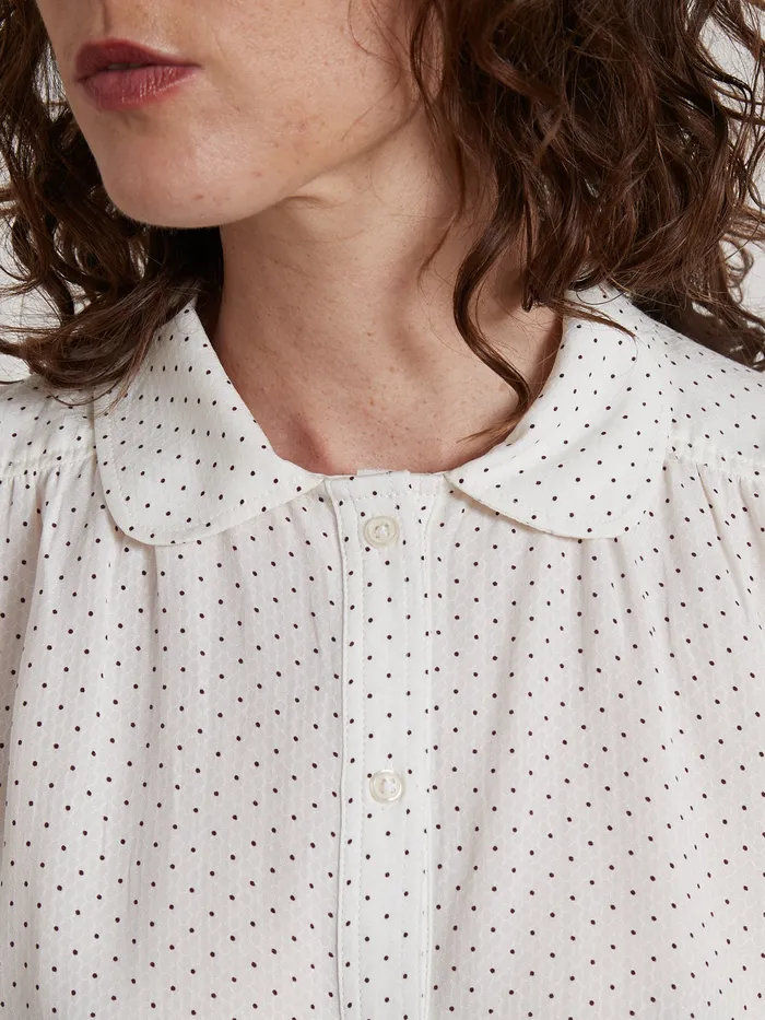 Women Cyrillus Clothing Mini Dot Print Shirt Pois Bordeaux