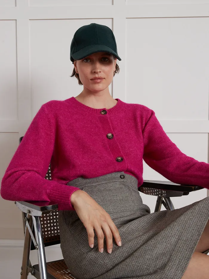 Women Cyrillus Clothing Wool An Alpaca Cardigan Rose