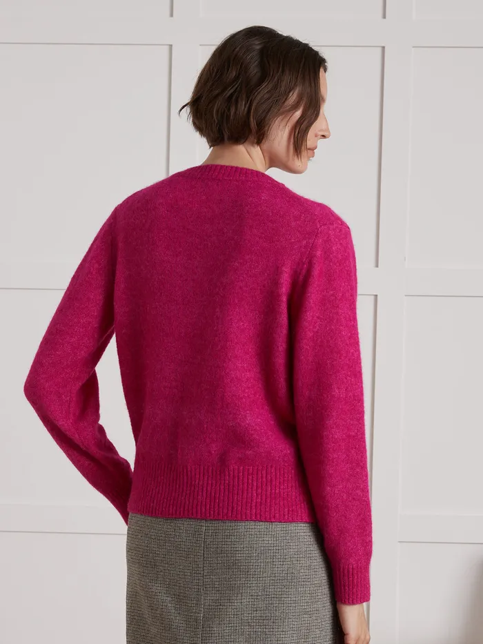 Women Cyrillus Clothing Wool An Alpaca Cardigan Rose
