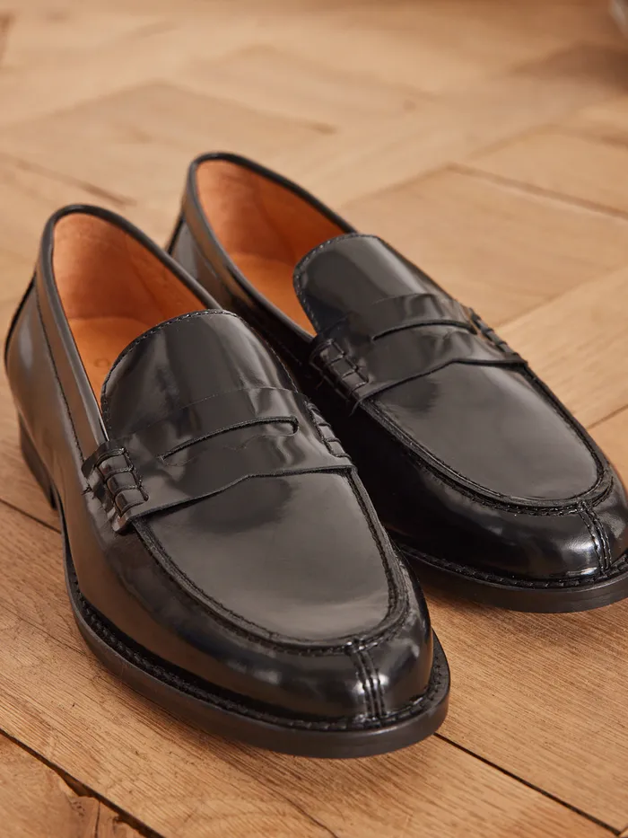 Women Cyrillus Shoes Patent Leather Loafers Noir