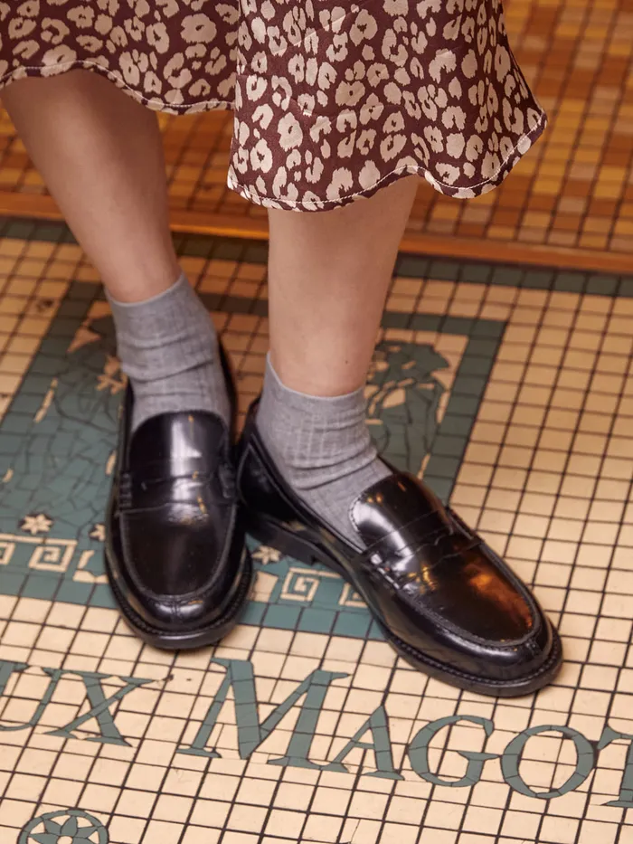 Women Cyrillus Shoes Patent Leather Loafers Noir