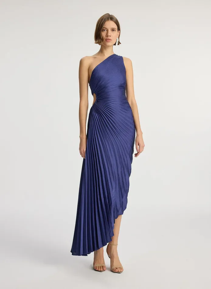 Women Delfina Satin Pleated Dress Riviera ALC Dresses