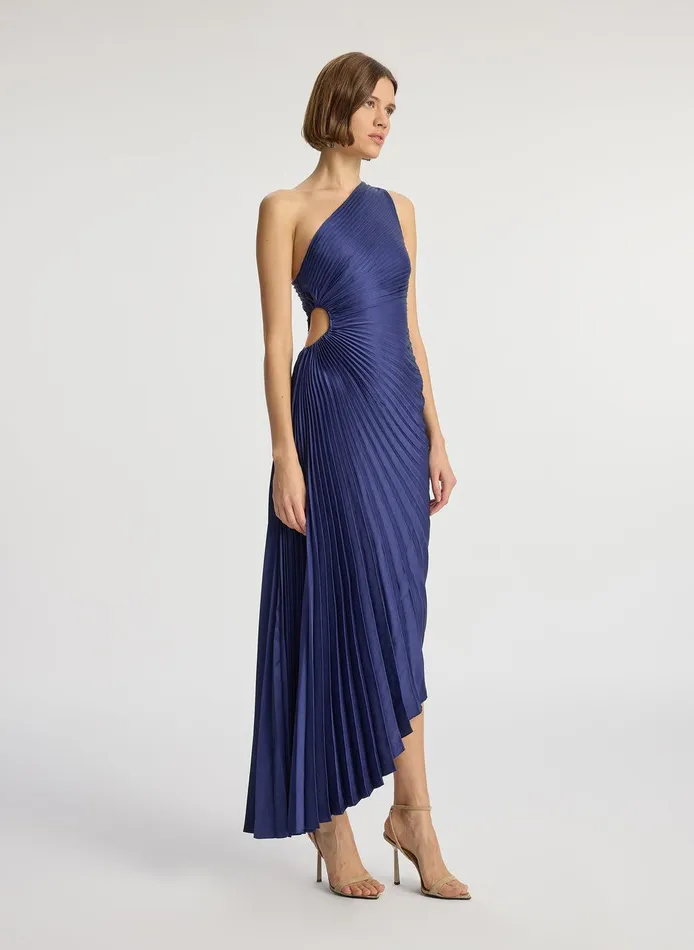 Women Delfina Satin Pleated Dress Riviera ALC Dresses