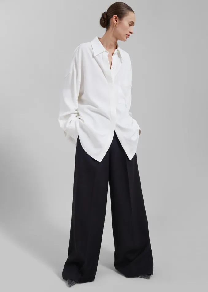 Women Della Midweight Button Up Shirt 8211 White The Frankie Shop Tops