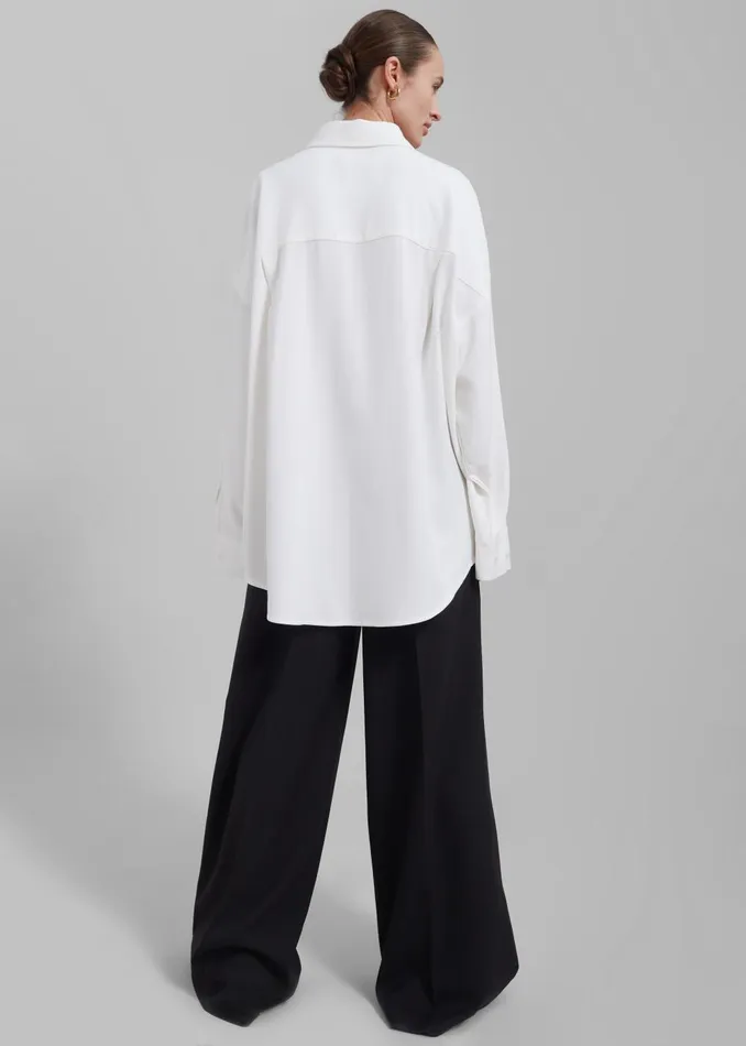 Women Della Midweight Button Up Shirt 8211 White The Frankie Shop Tops