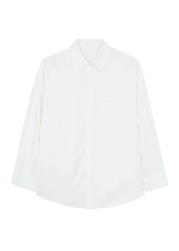 Women Della Midweight Button Up Shirt 8211 White The Frankie Shop Tops