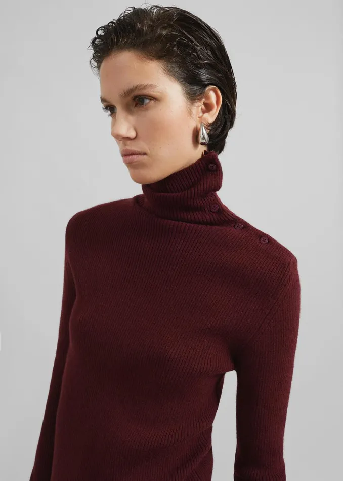 Women Devar Turtleneck Sweater 8211 Burgundy The Frankie Shop Knitwear