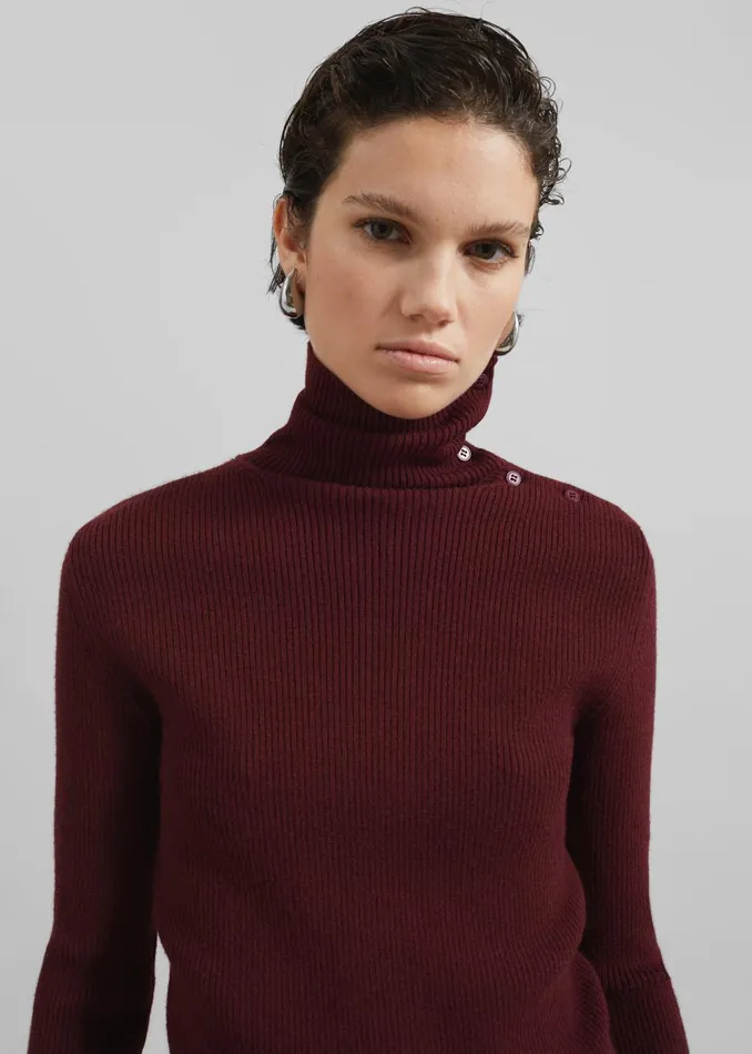 Women Devar Turtleneck Sweater 8211 Burgundy The Frankie Shop Knitwear