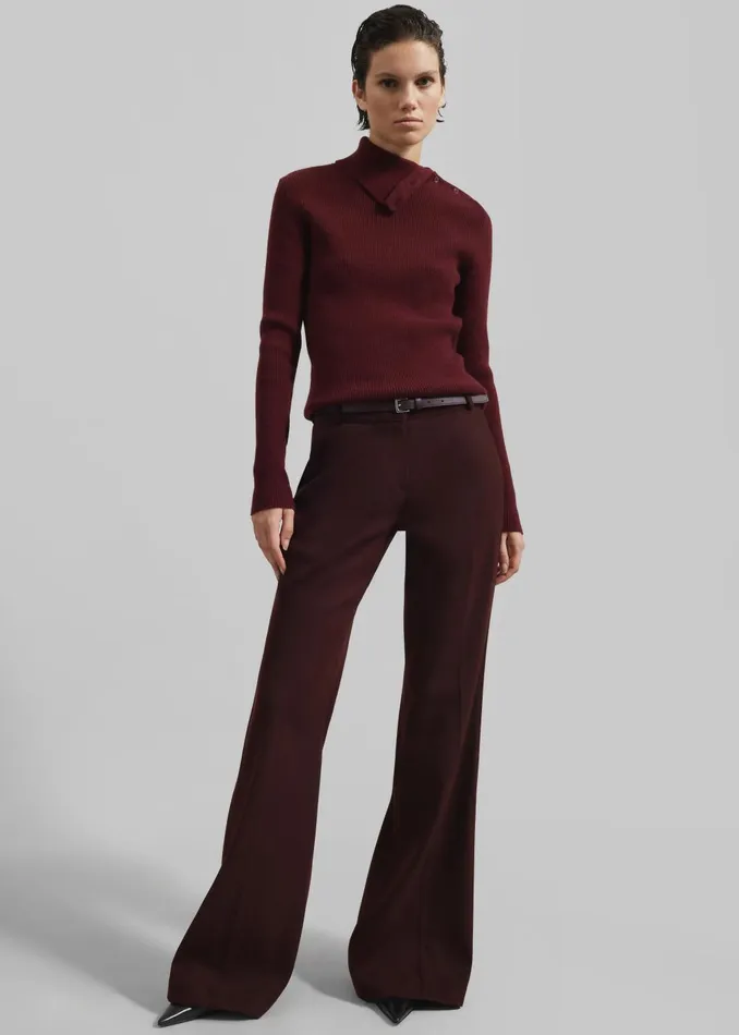 Women Devar Turtleneck Sweater 8211 Burgundy The Frankie Shop Knitwear